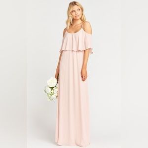 Show Me Your Mumu Caitlin Ruffle Maxi Dress in Dusty Blush Crisp Color NEW Small